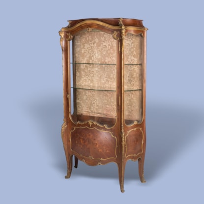 A Louis XV/XVI Transitional Style Bombé Vitrine